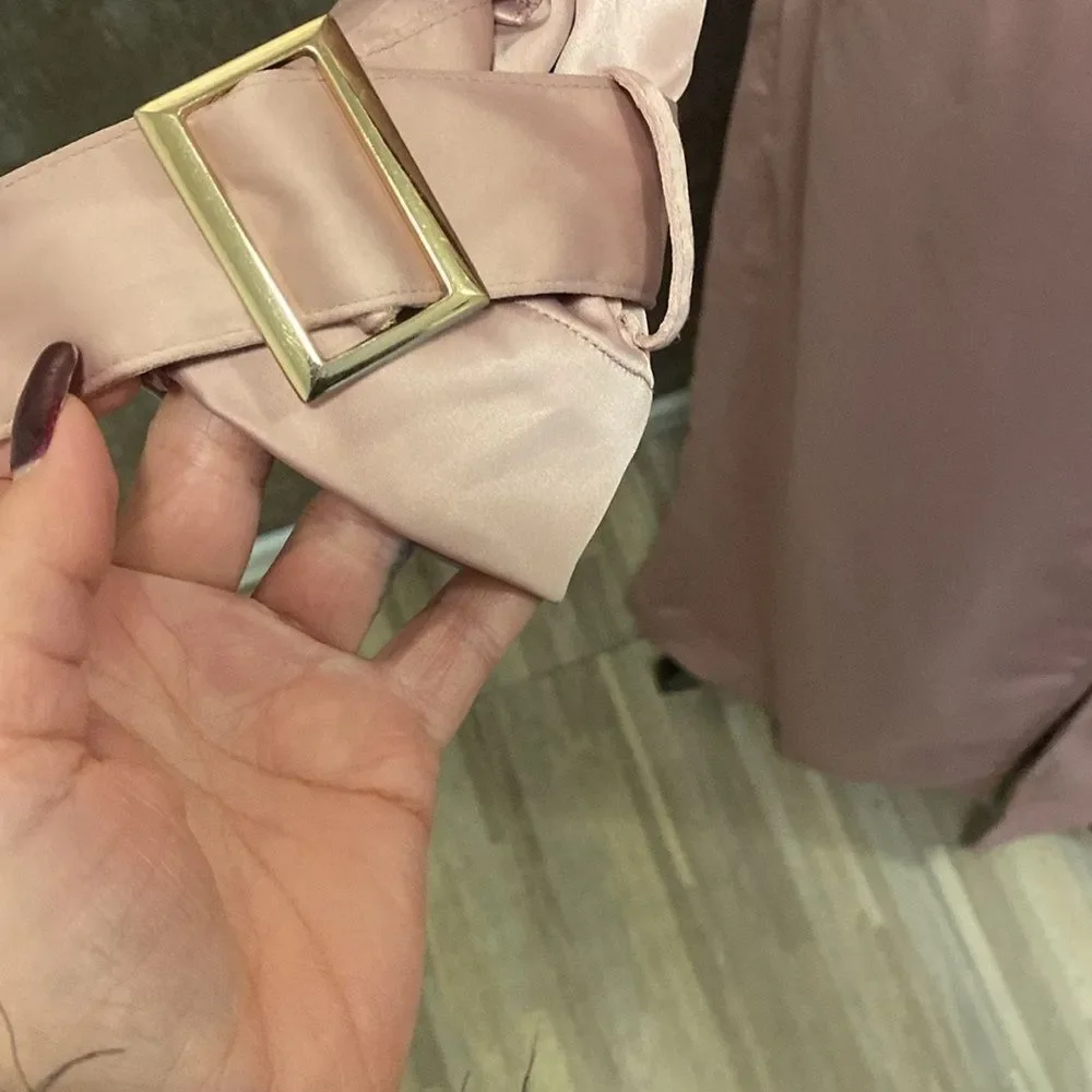 House of CB pink satin belted coat, XS - Picture 9 of 12